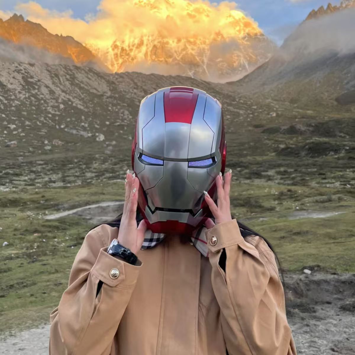 Men Accessories In Silver - Cleanstal New Iron Man Helmet Voice