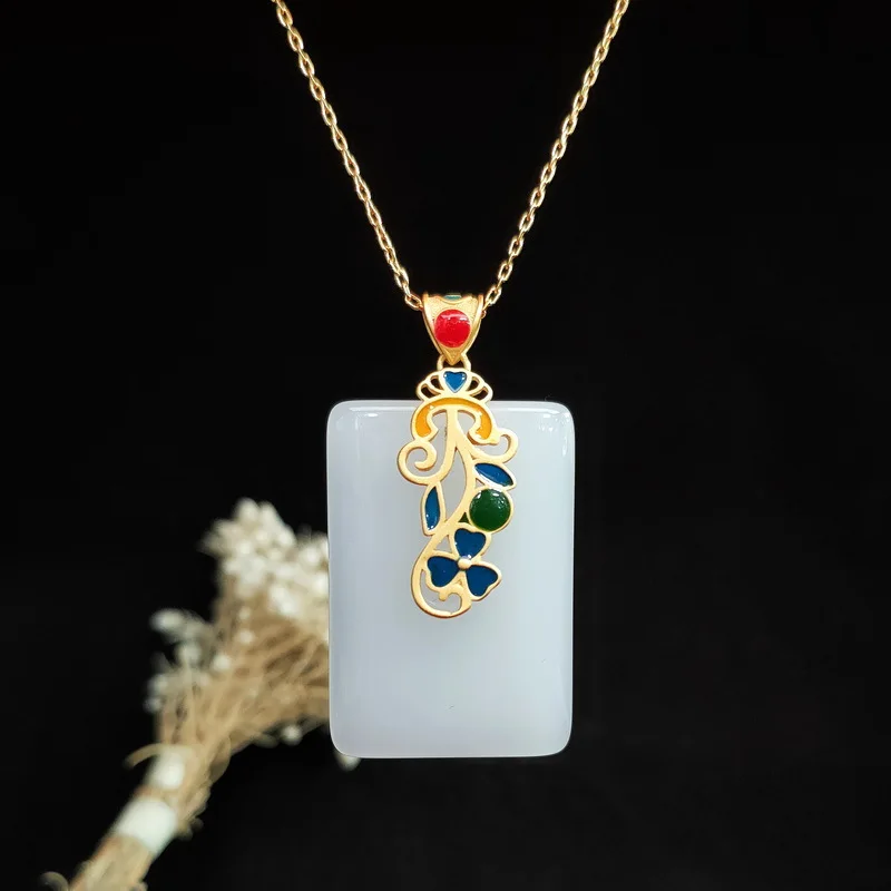 Jade Pendant Necklace Amulet C - Men Accessories In Silver review and price