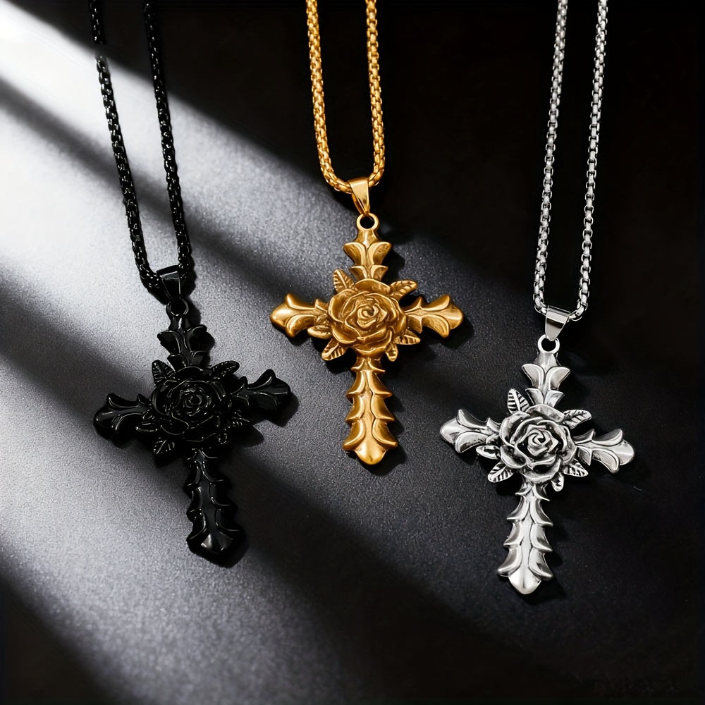 1Pcs Men Cross Pendant Necklac - Men Accessories Ring And Bracelet review and price