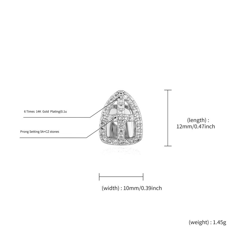 Hollow Iced CZ Single Tooth Gr - Men Accessories In Silver review and price